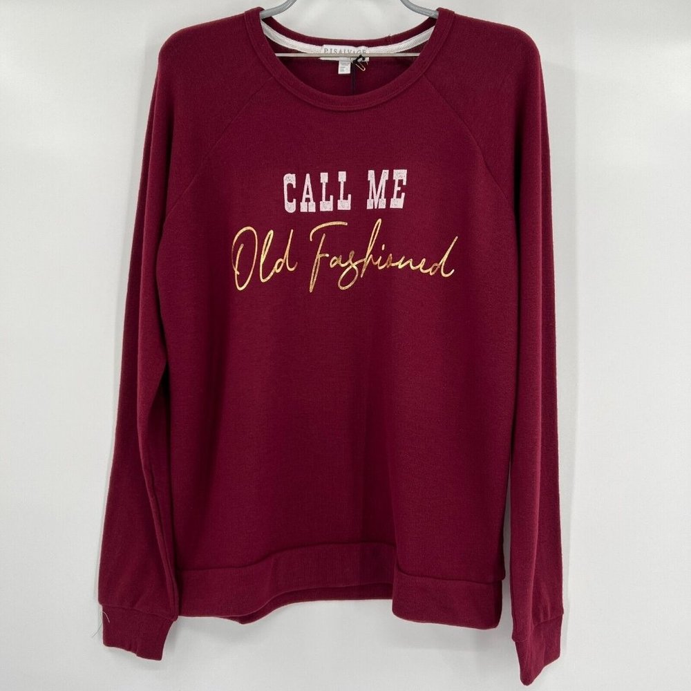 PJ Salvage Loungewear Flannel Long Sleeve Top sz S Port "Call Me Old Fashioned"
